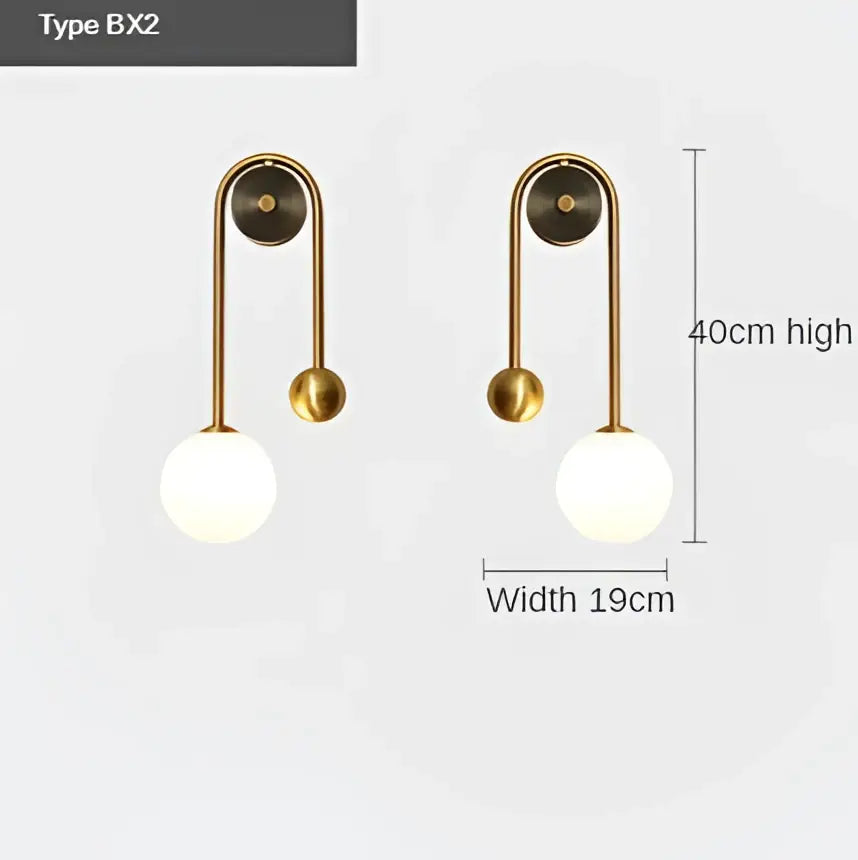 Modern gold decorbites glass ball led wall lamp bedroom sconce