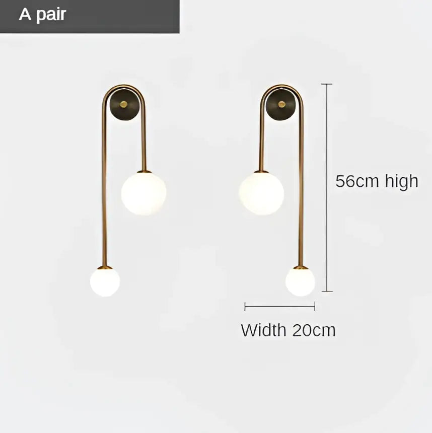 Modern gold decorbites glass ball led wall lamp bedroom sconce