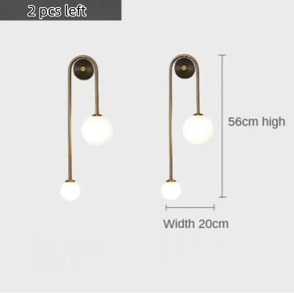 Modern gold decorbites glass ball led wall lamp bedroom sconce