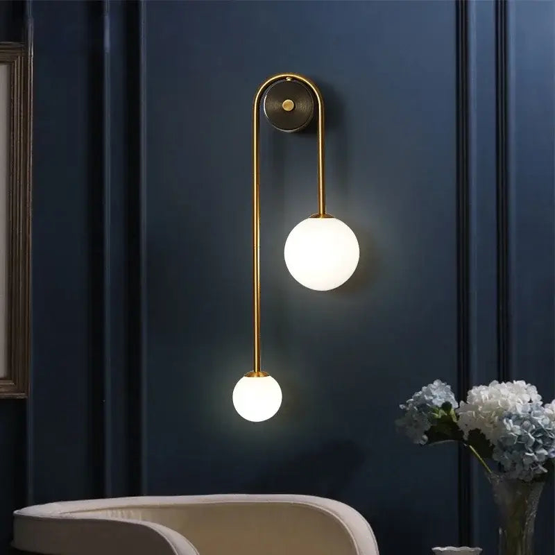 Modern gold decorbites glass ball led wall lamp bedroom sconce