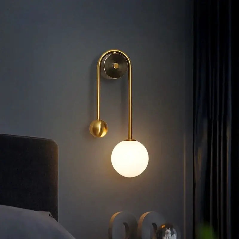 Modern gold decorbites glass ball led wall lamp bedroom sconce