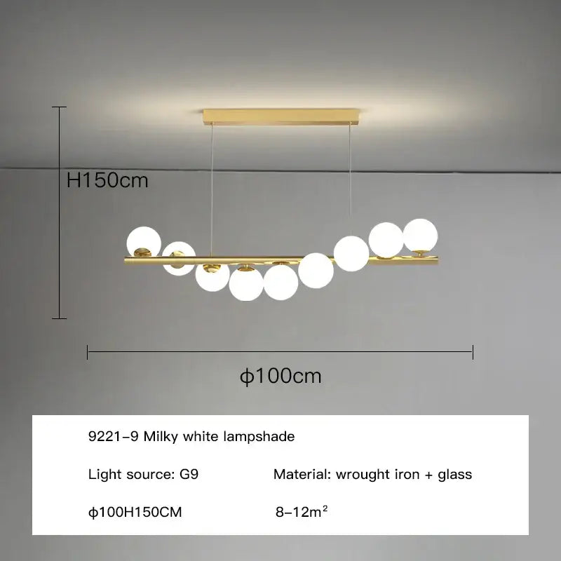 Modern gold decorbites glass balls chandelier dining room pendant light