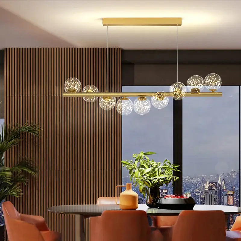 Modern gold decorbites glass balls chandelier dining room pendant light