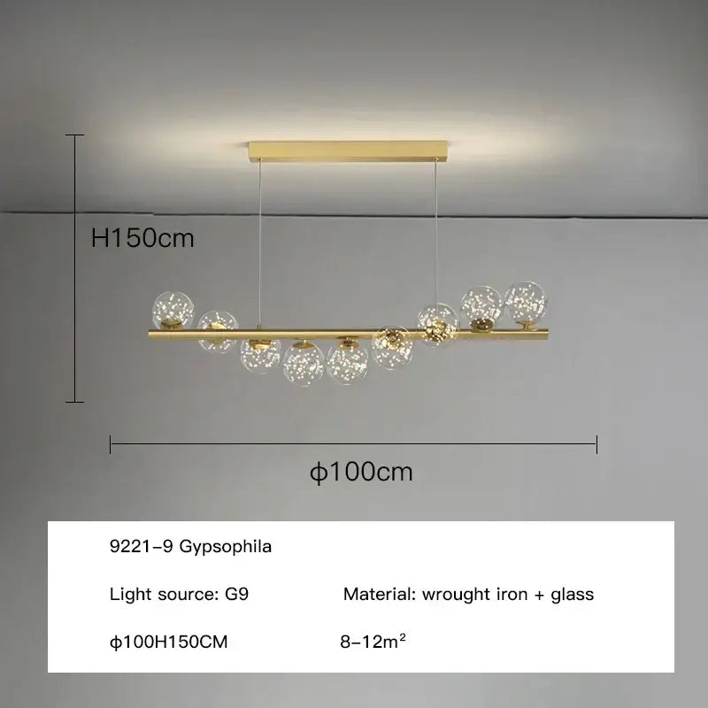 Modern gold decorbites glass balls chandelier dining room pendant light