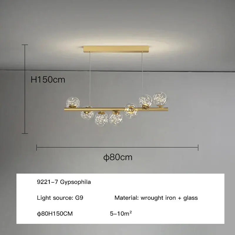Modern gold decorbites glass balls chandelier dining room pendant light