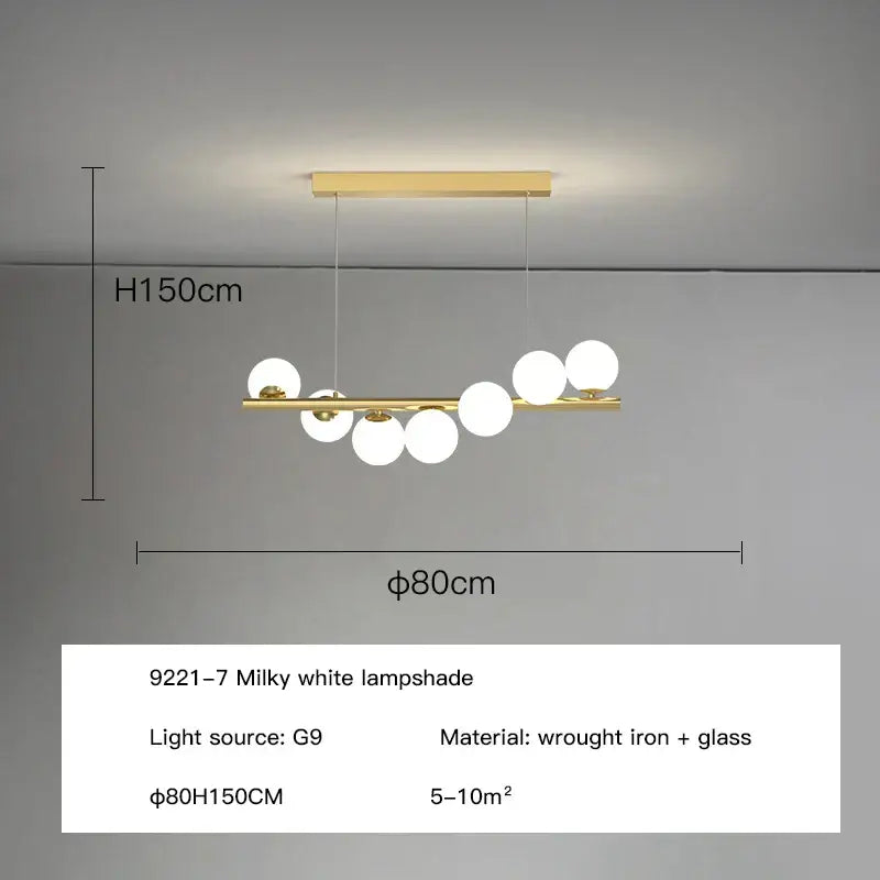 Modern gold decorbites glass balls chandelier dining room pendant light