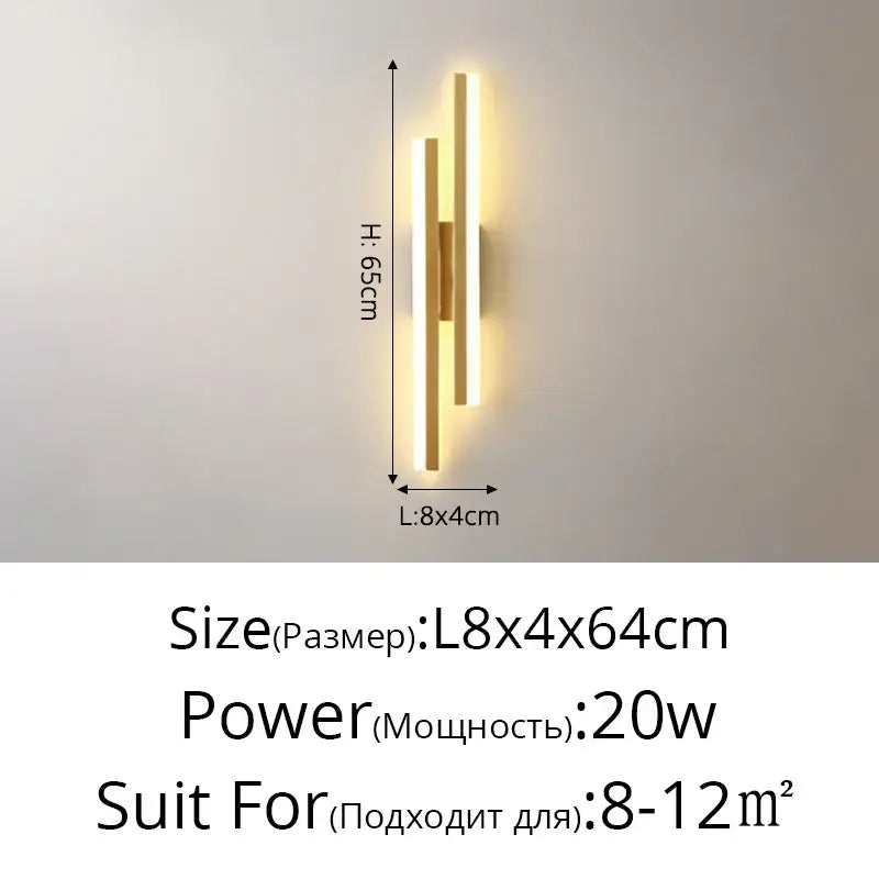 Modern gold decorbites led strip wall lamp bedroom sconce light