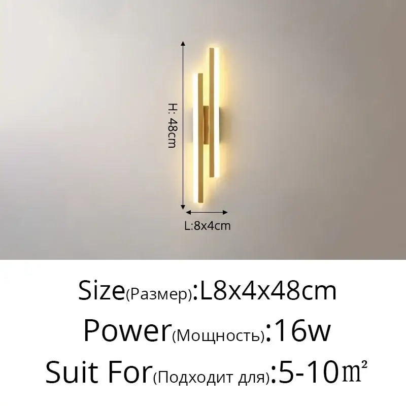 Modern gold decorbites led strip wall lamp bedroom sconce light