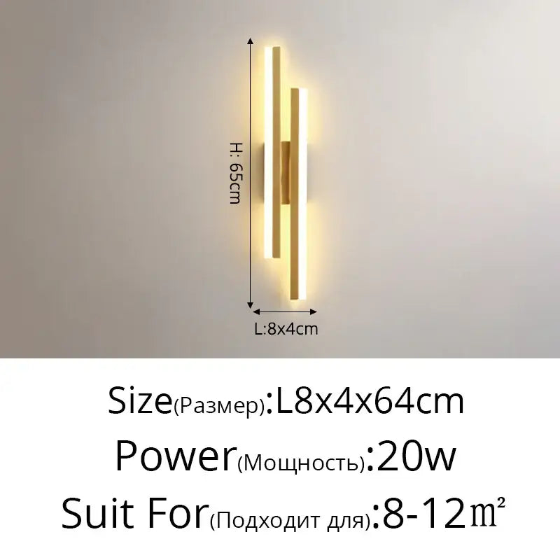 Modern gold decorbites led strip wall lamp bedroom sconce light