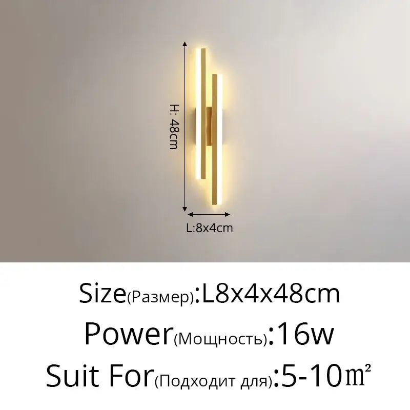 Modern gold decorbites led strip wall lamp bedroom sconce light