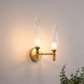 Modern gold double arm wall sconce living room glass shade