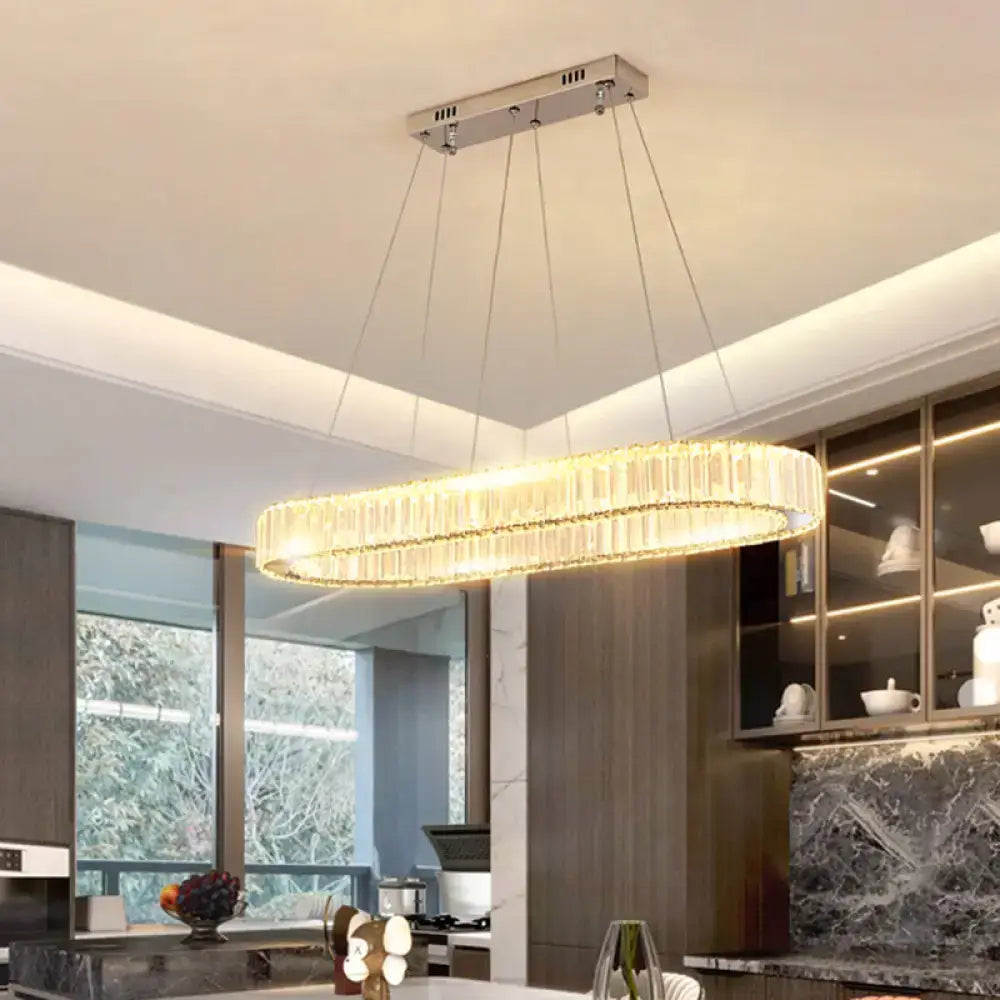 Modern gold double ring led suspension lamp with optical k9 crystal