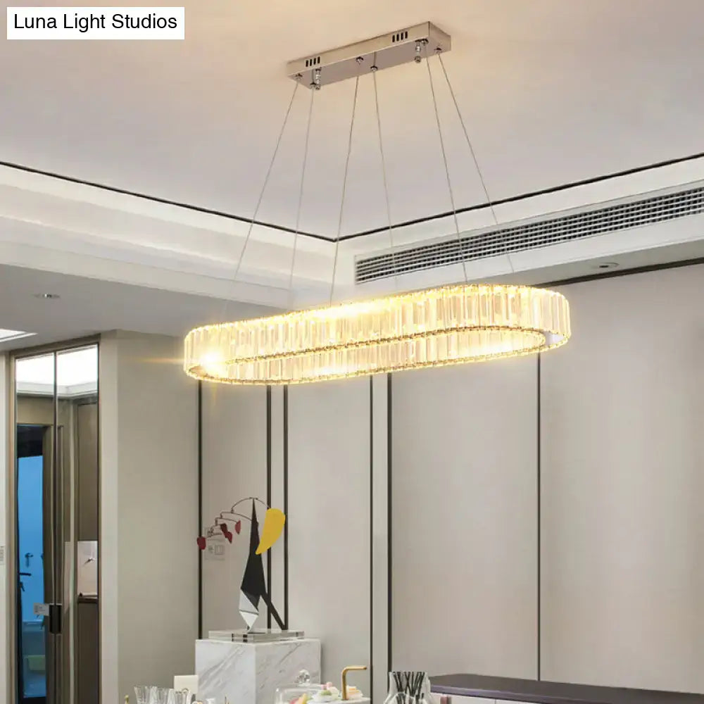 Modern gold double ring led suspension lamp with optical k9 crystal