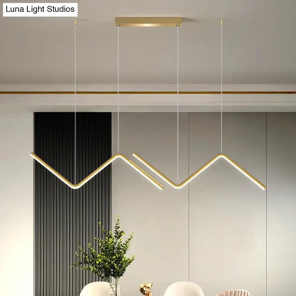 Modern gold double z shaped hanging light kitchen island fixture