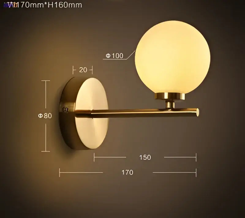 Modern gold dual glass ball led wall lights for bedroom