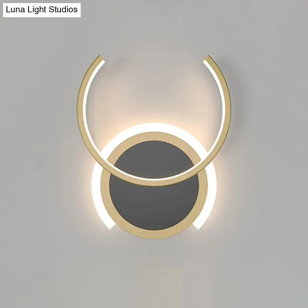 Modern gold dual ring led wall sconce bedroom light