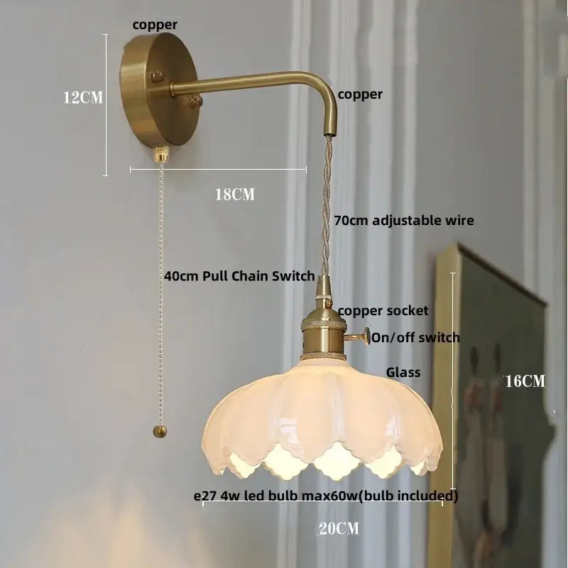 Modern gold faceted clear glass wall lamp bedroom sconce