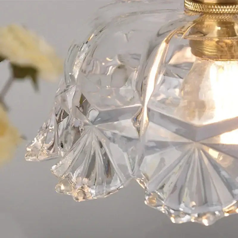 Modern gold faceted clear glass wall lamp bedroom sconce