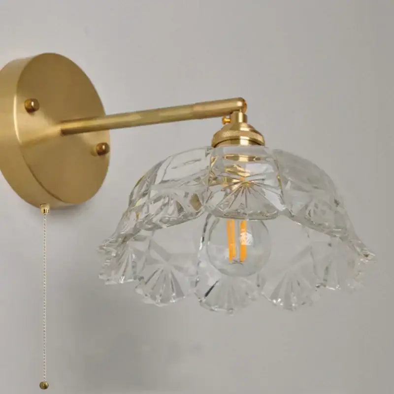 Modern gold faceted clear glass wall lamp bedroom sconce