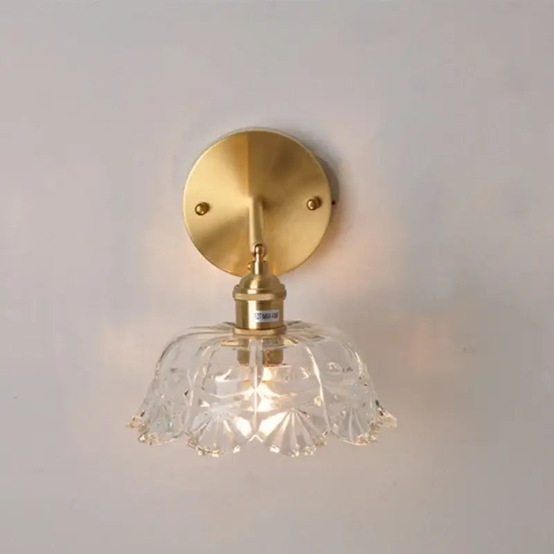 Modern gold faceted clear glass wall light bedroom sconce