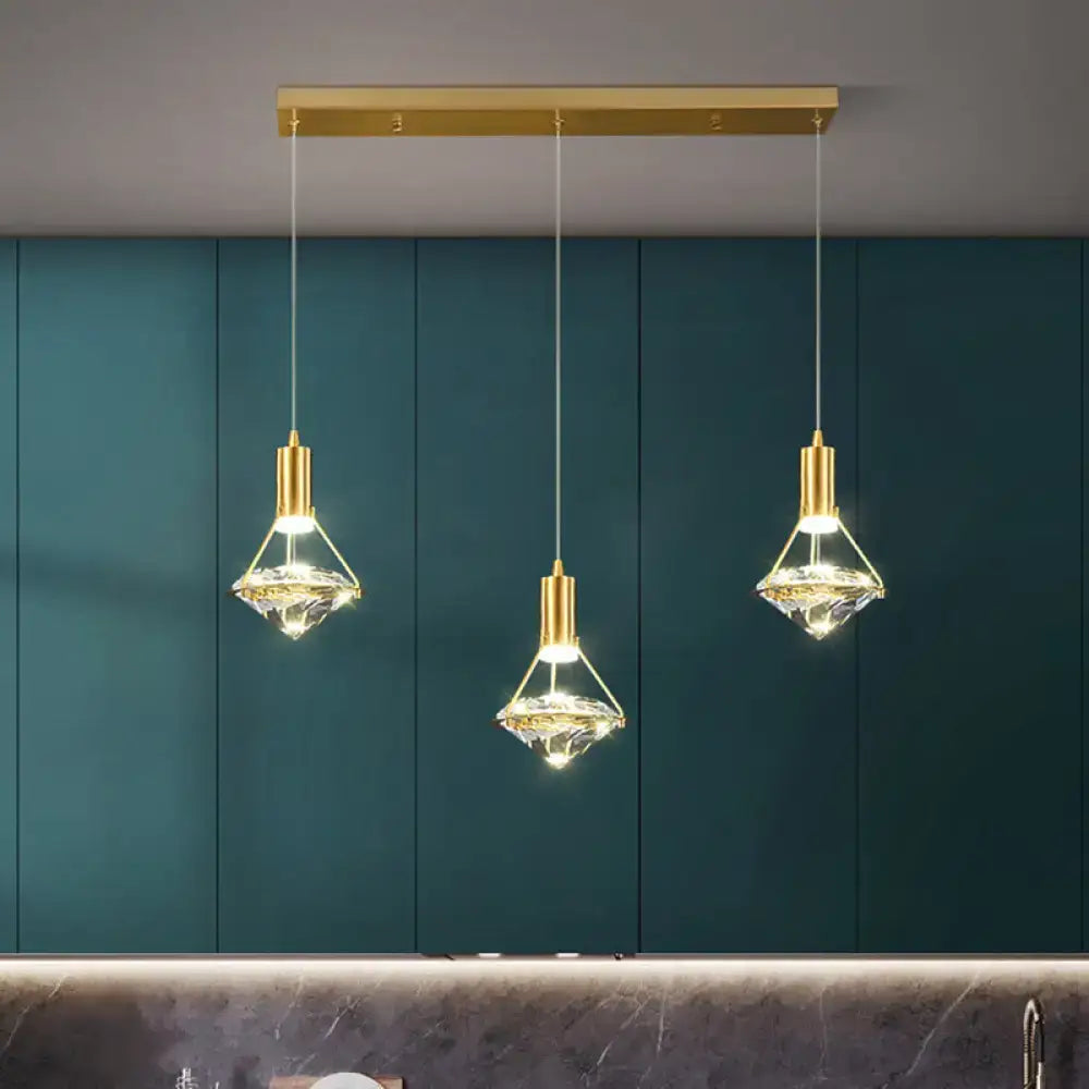 Modern gold finish crystal pendant light fixture kitchen island
