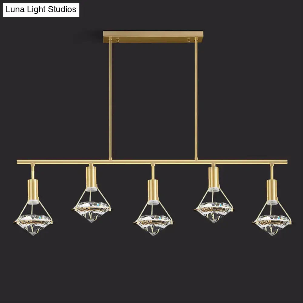 Modern gold finish crystal pendant light fixture kitchen island