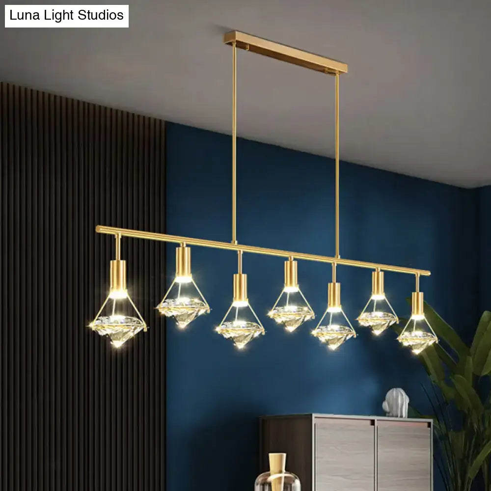 Modern gold finish crystal pendant light fixture kitchen island