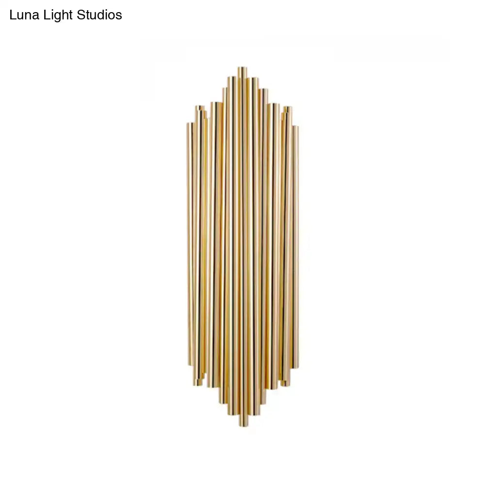 Modern gold finish slim tube wall lamp – living room sconce