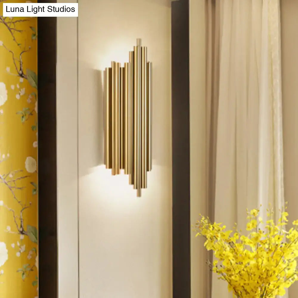 Modern gold finish slim tube wall lamp – living room sconce