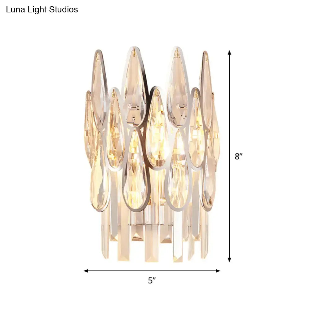 Modern gold finish teardrop crystal wall lamp bedroom sconce