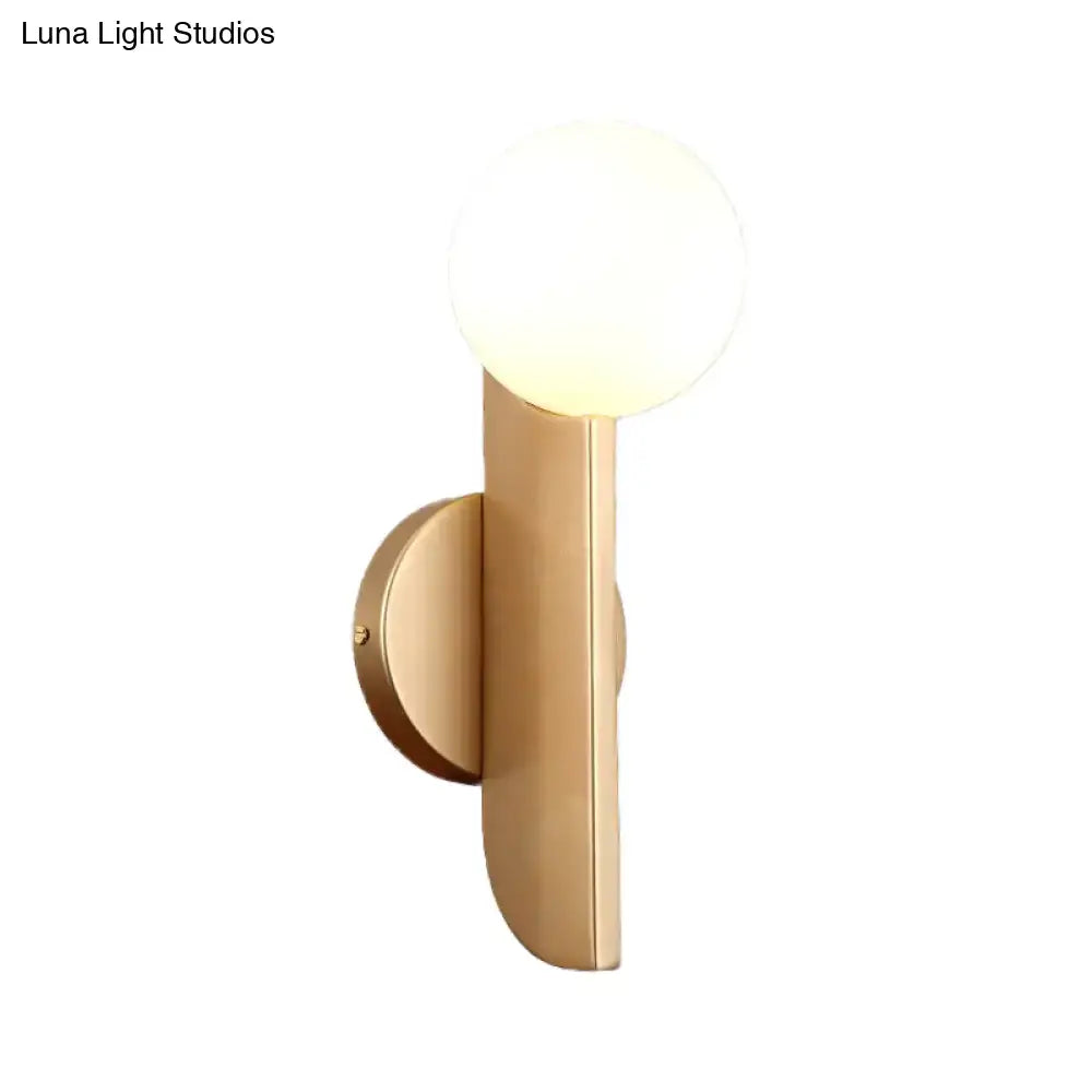 Modern gold finish wall sconce with milky glass shade bedroom light