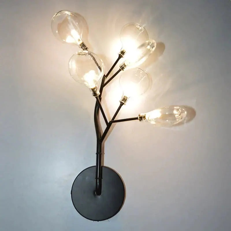 Modern gold firefly tree branch led wall light bedroom