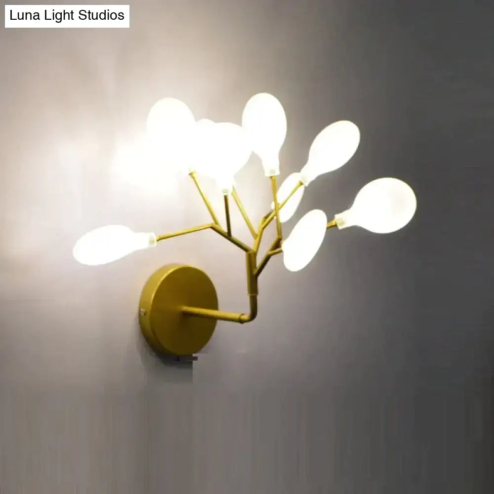 Modern gold firefly tree branch led wall light bedroom