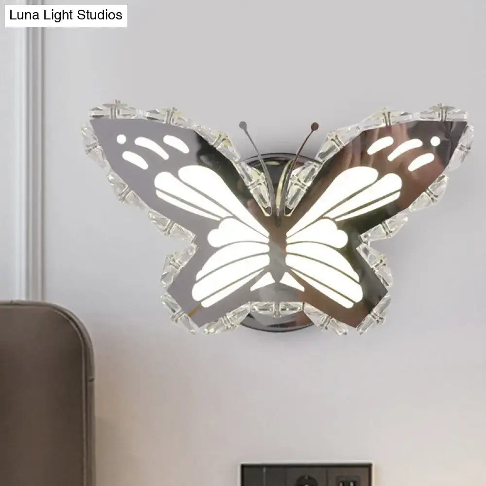 Modern gold fish wall sconce with crystal shade – bedroom light
