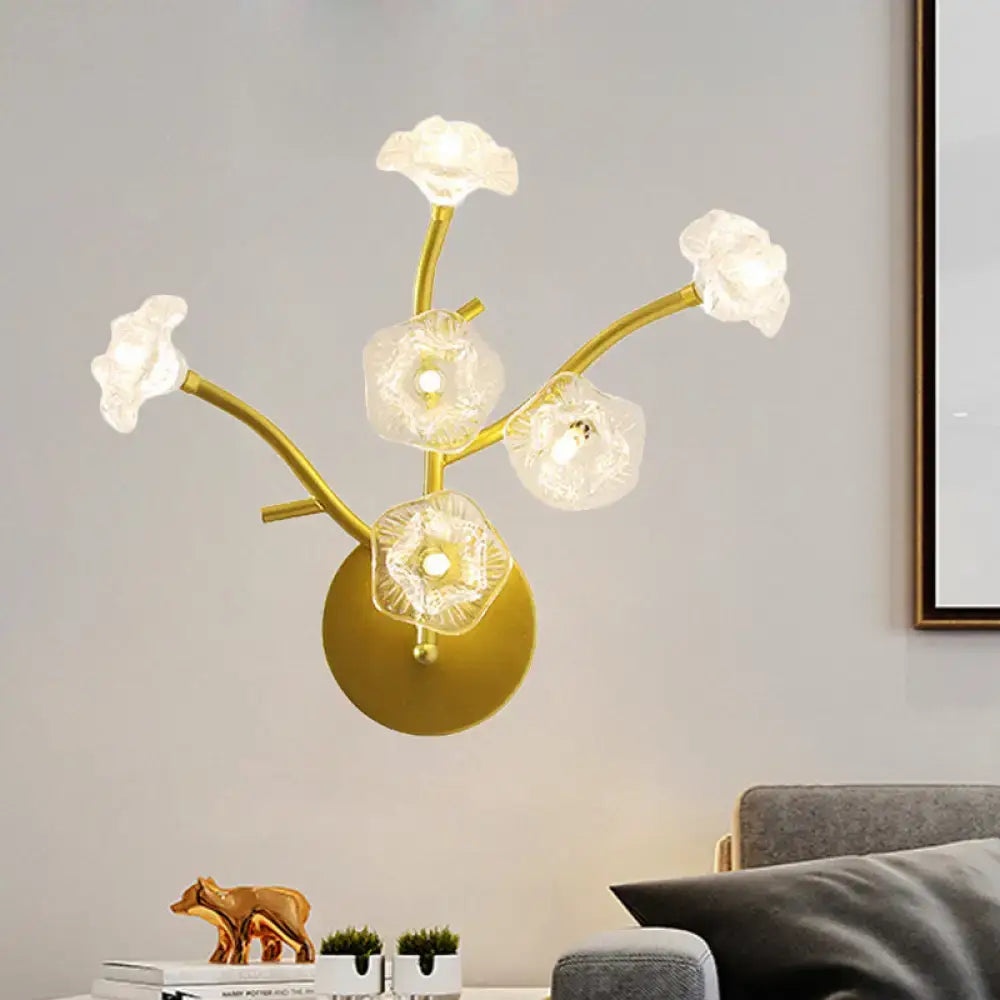 Modern gold floral bedside wall mount lamp bedroom light fixture