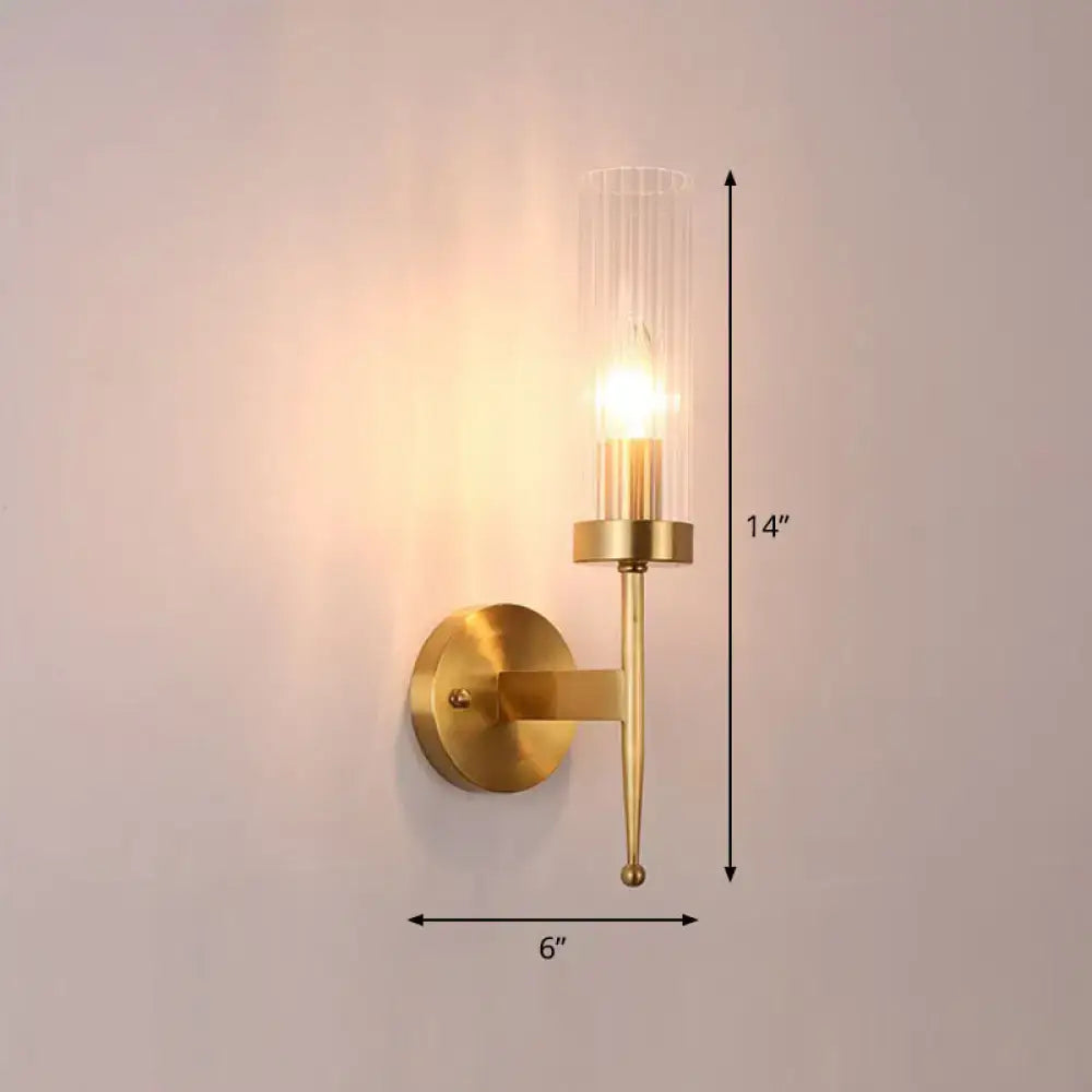 Modern gold fluted glass wall lamp living room sconce 110v 240v