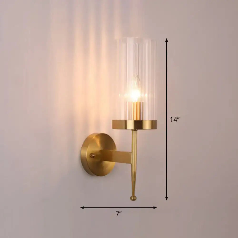 Modern gold fluted glass wall lamp living room sconce 110v 240v
