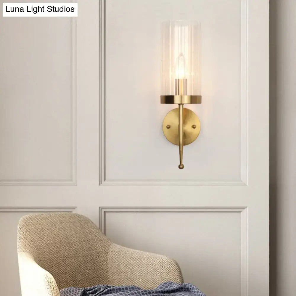Modern gold fluted glass wall lamp living room sconce 110v 240v