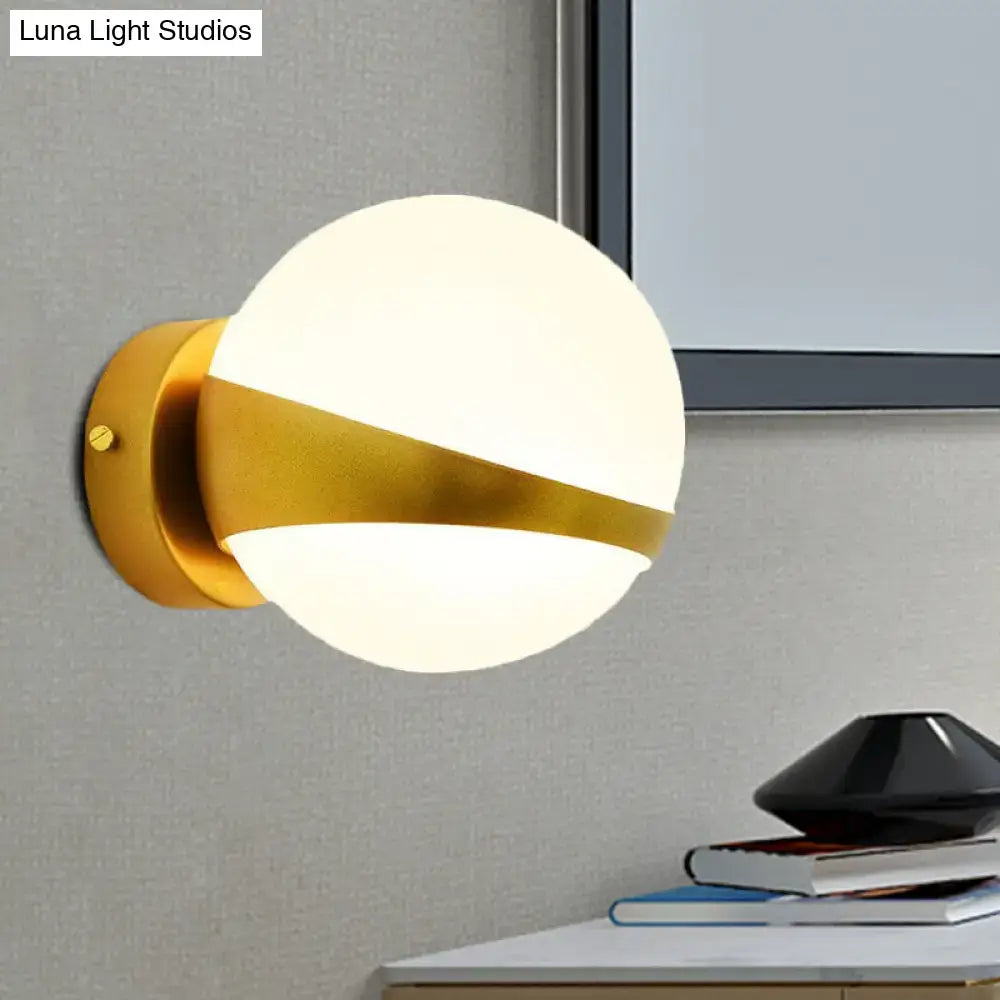 Modern gold frosted glass wall sconce bedroom direct wired light