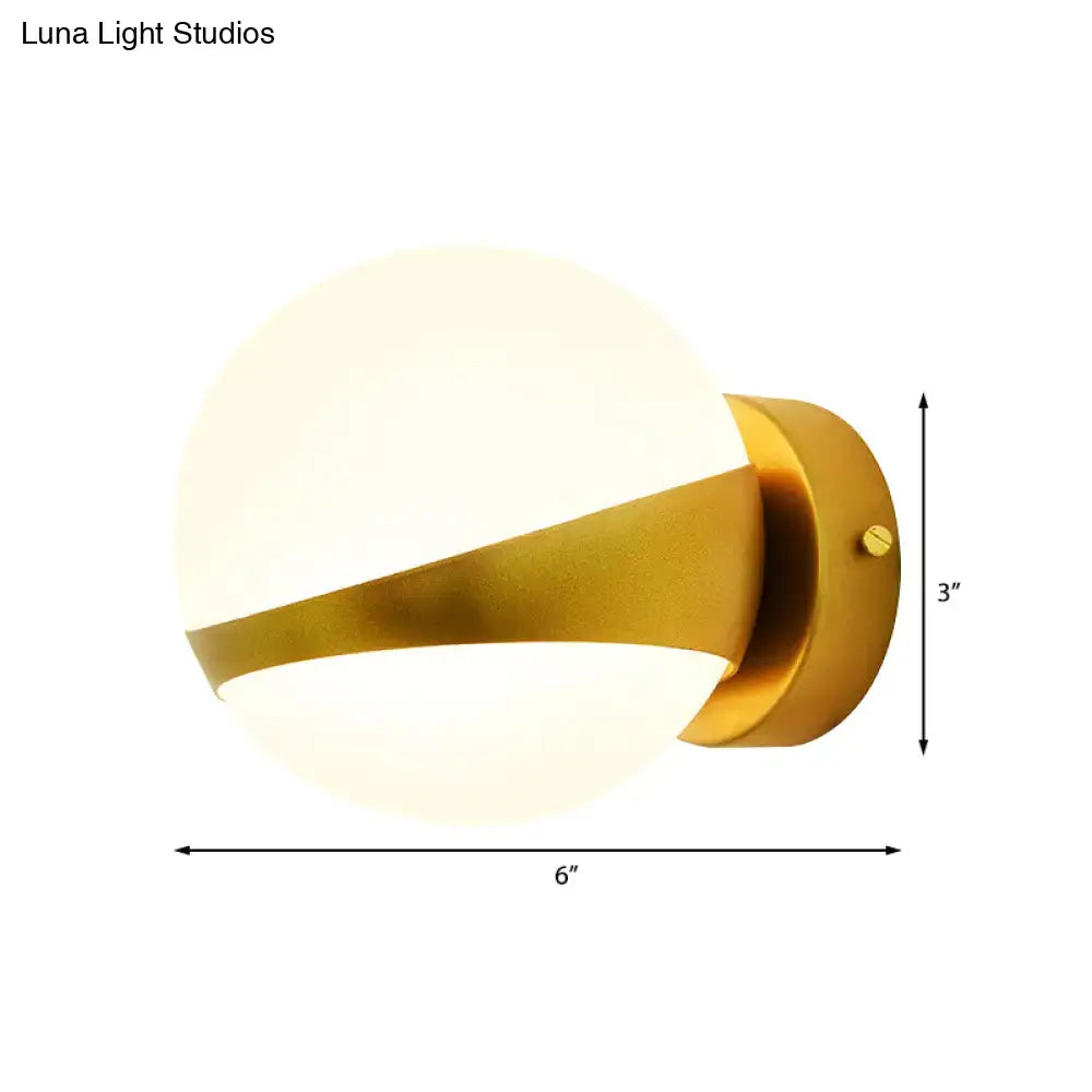 Modern gold frosted glass wall sconce bedroom direct wired light