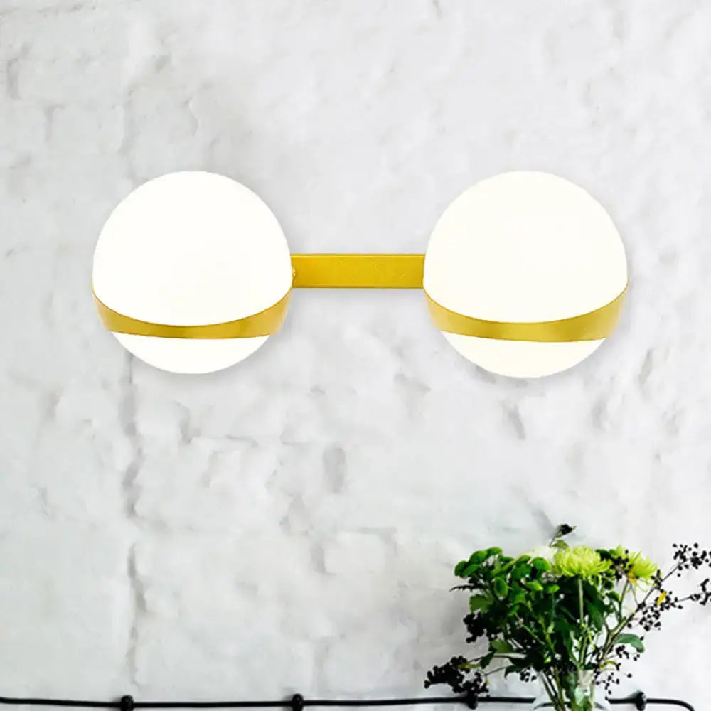 Modern gold frosted glass wall sconce bedroom direct wired light