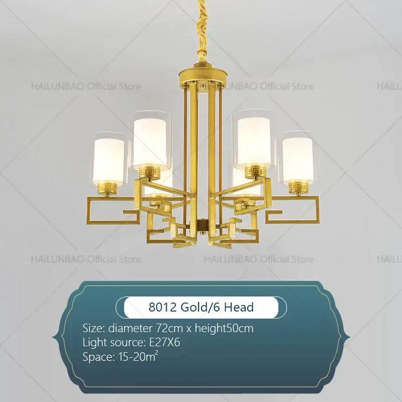 Modern gold geometric chandelier luxury living room glass light