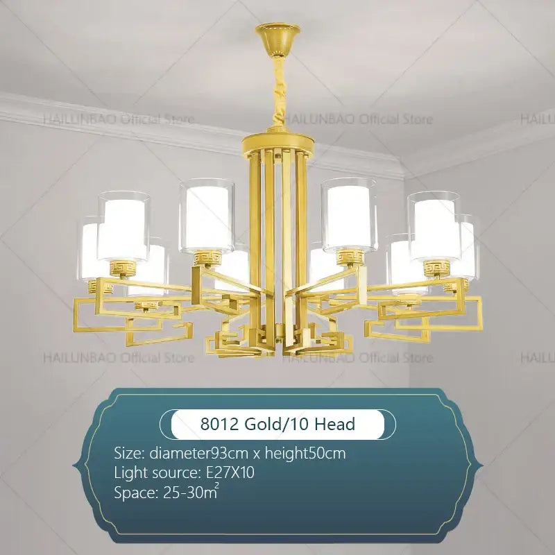 Modern gold geometric chandelier luxury living room glass light