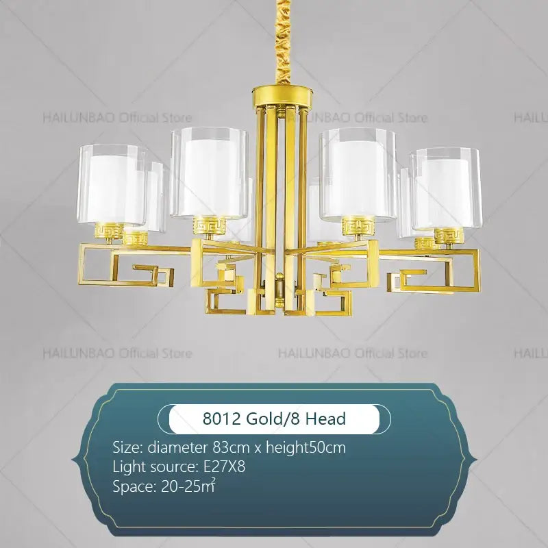 Modern gold geometric chandelier luxury living room glass light