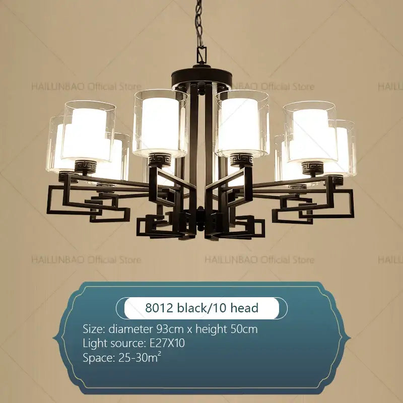 Modern gold geometric chandelier luxury living room glass light