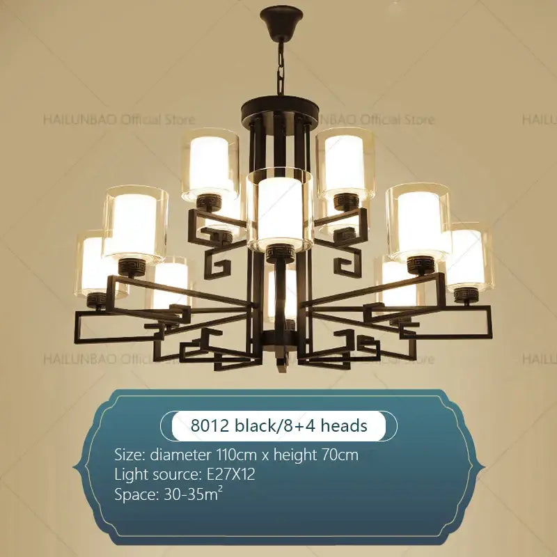 Modern gold geometric chandelier luxury living room glass light