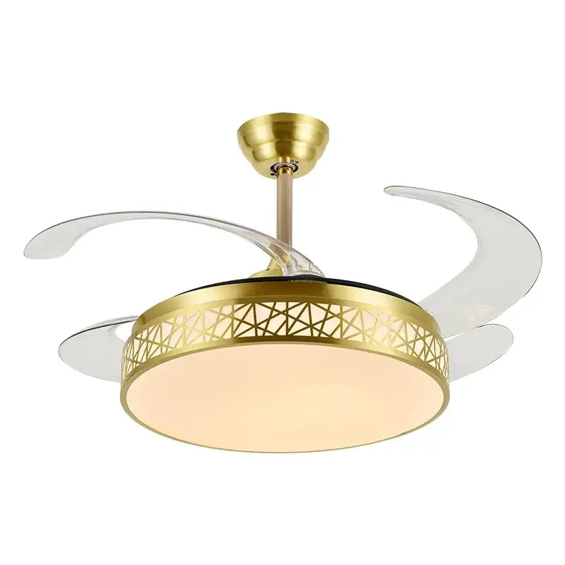 Modern gold geometric decorbites ceiling fan with led – living room