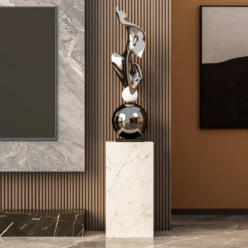 Modern gold geometric electroplating art sculpture living room decor