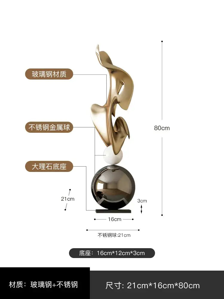 Modern gold geometric electroplating art sculpture living room decor
