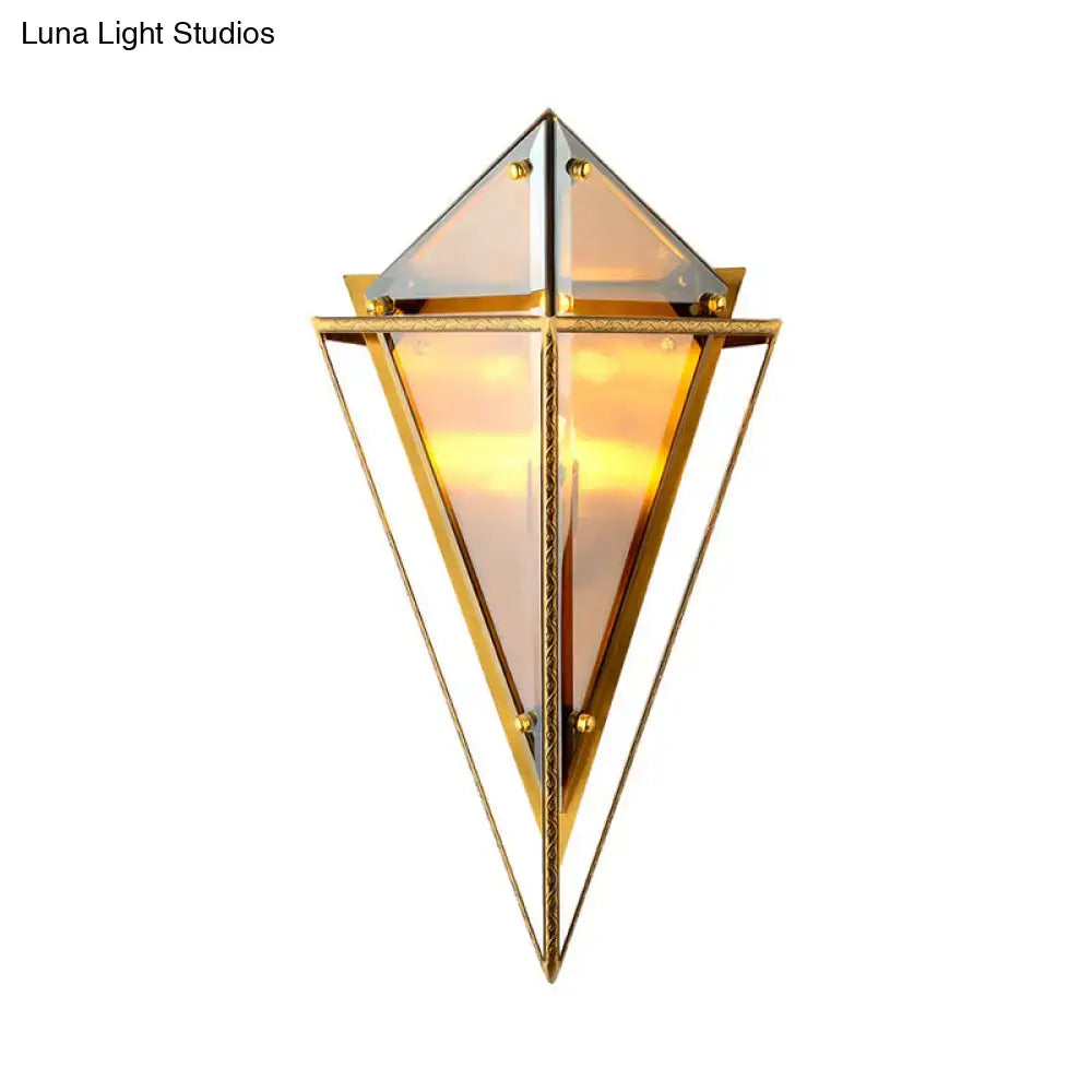 Modern gold geometric wall sconce amber glass living room light